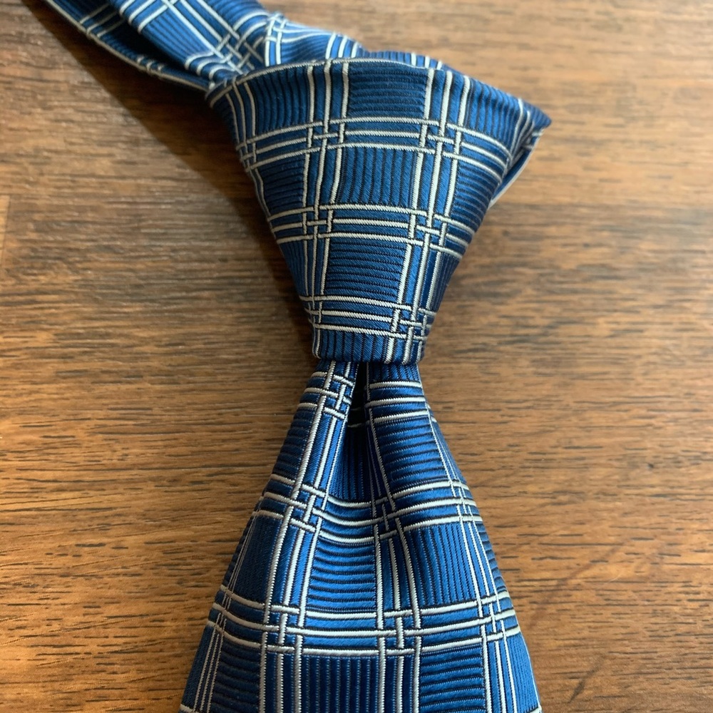 Burberry by Drakes Blue Check Tie - Picture 2 of 8